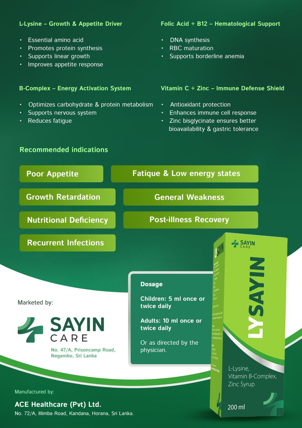 LYSAYIN Syrup — clinical benefits and recommended indications
